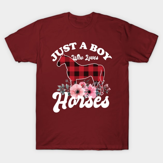 Just a Boy Who Loves Horses T-Shirt by Eteefe